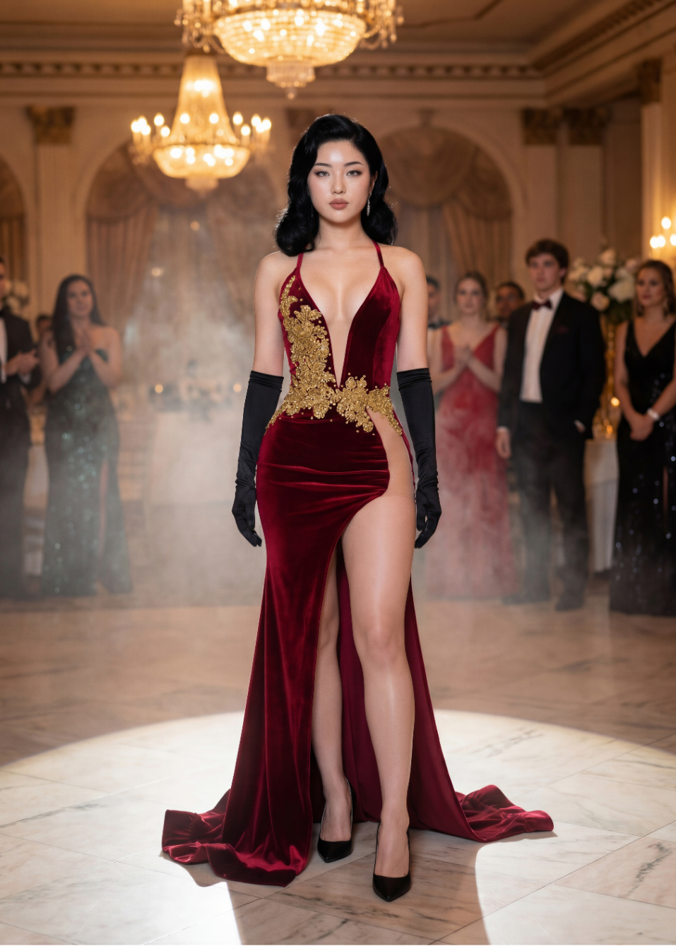 Crimson Royalty Velvet Gown