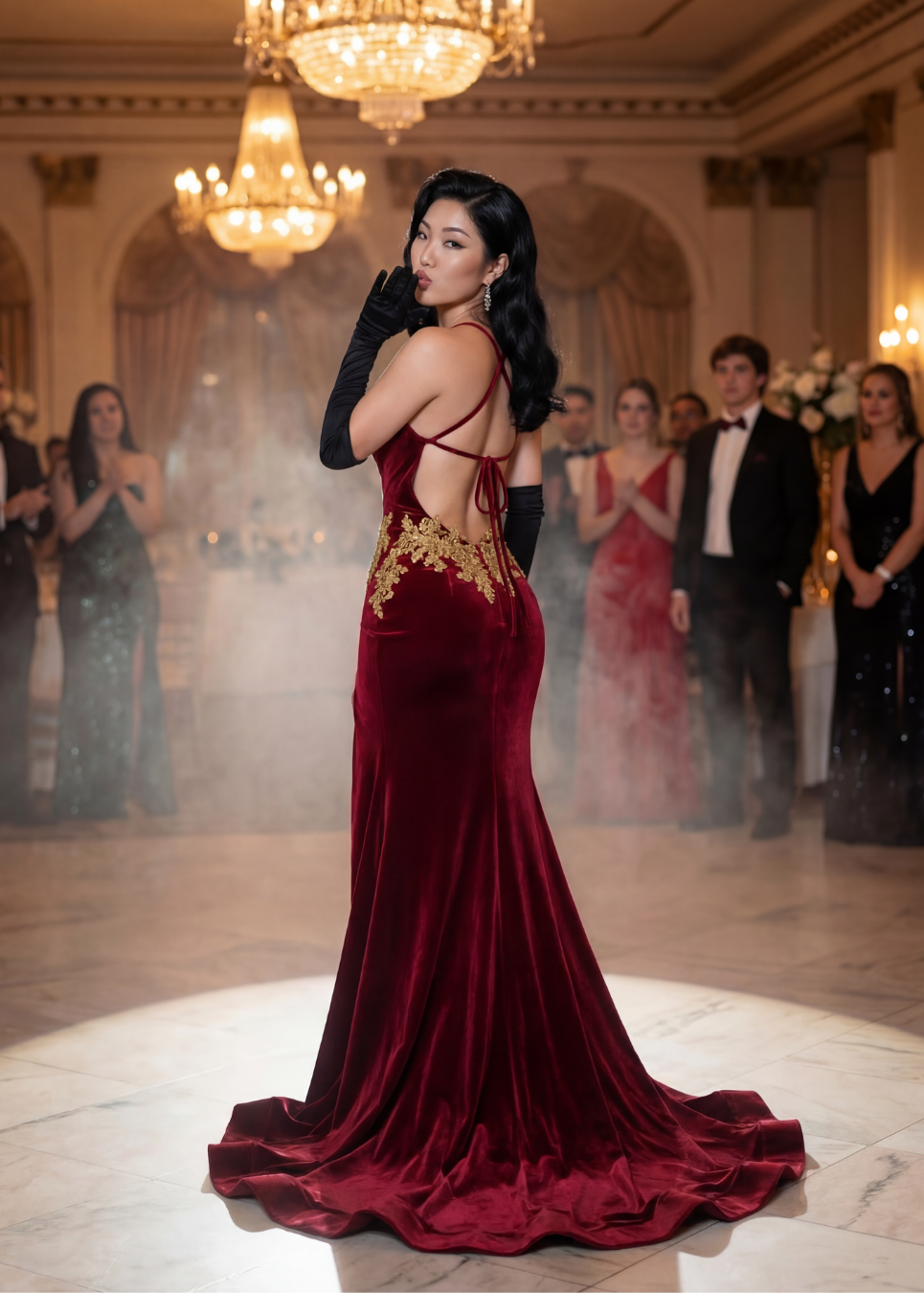 Crimson Royalty Velvet Gown