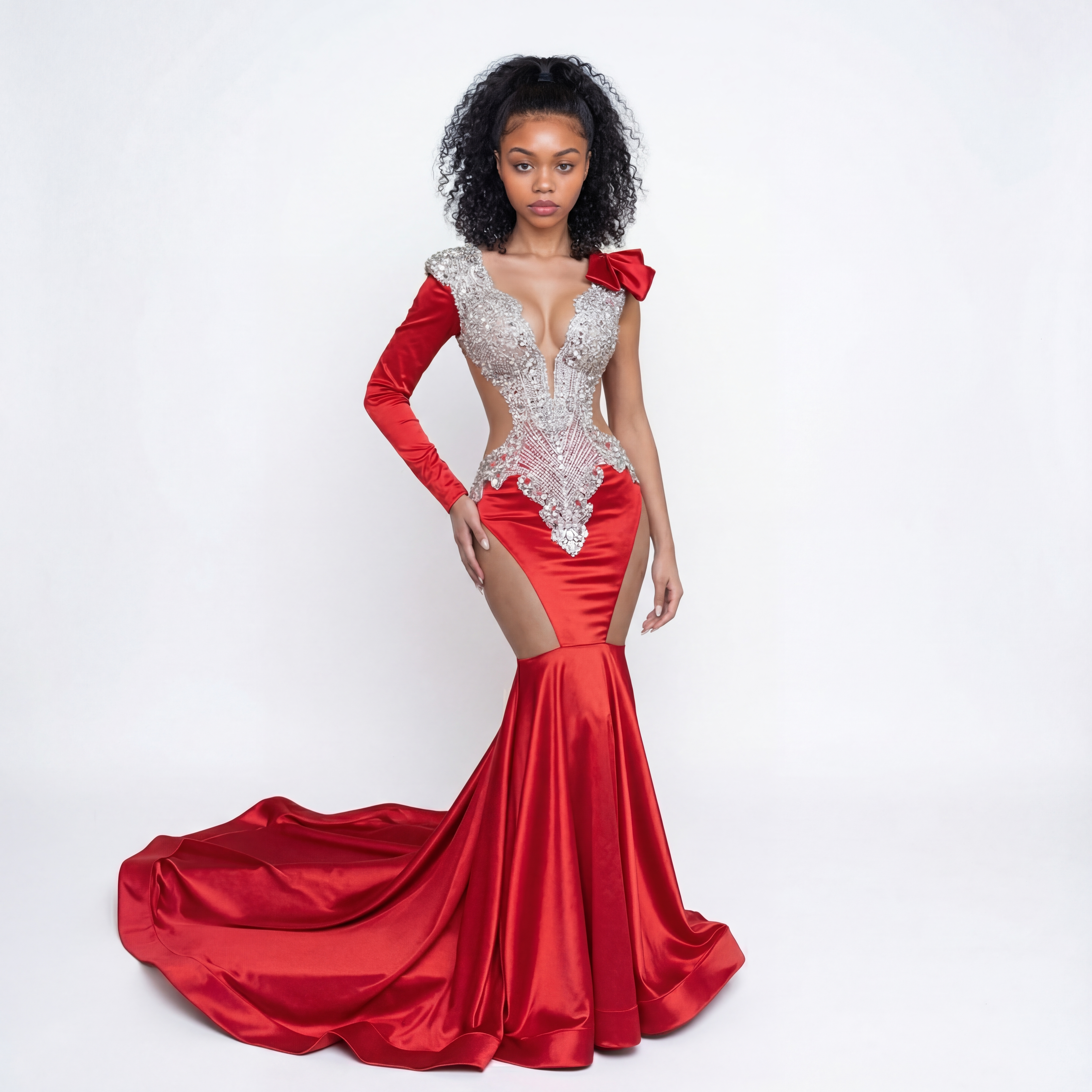 “Ruby Siren Satin Gown "