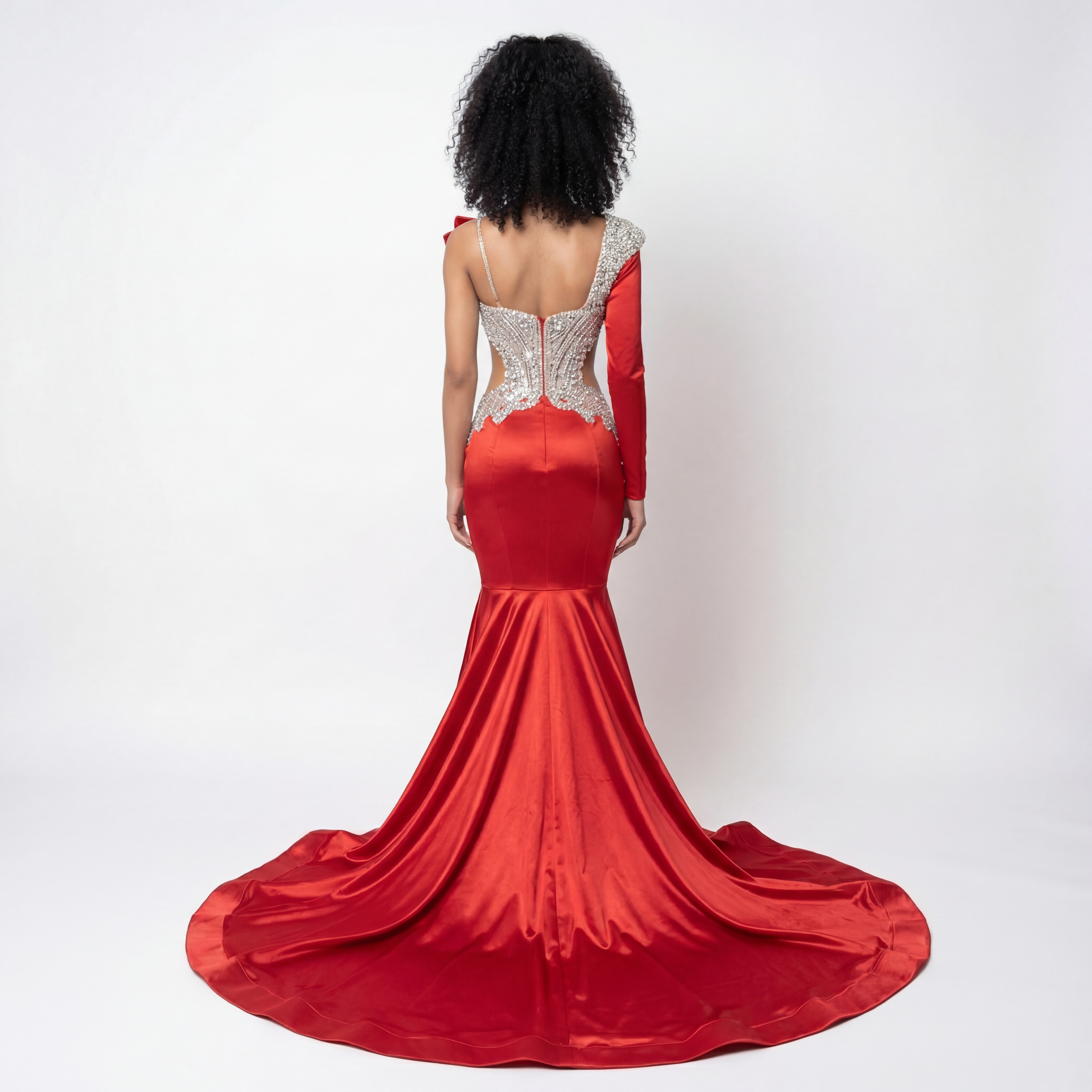 “Ruby Siren Satin Gown "